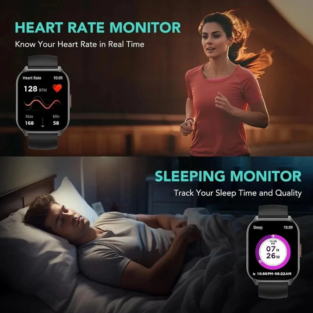 SKG V7-2 Smart Watch 1.95 in Screen Android Iphone Fitness Tracker IP68 Black
